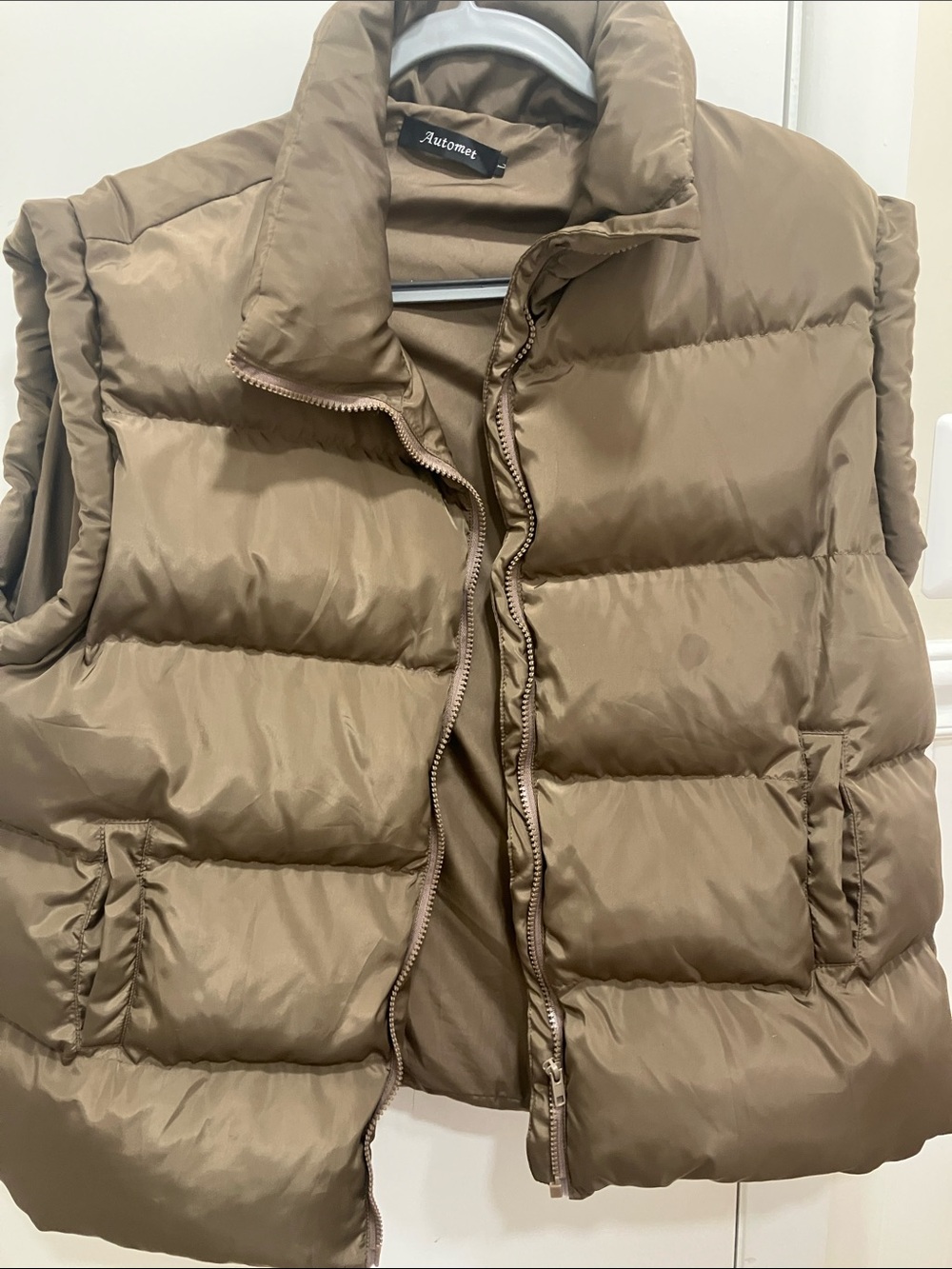 Amazon Women's Quilted Puffer Vest in Taupe